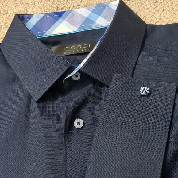 COOGI Classic Long Sleeve Button Up Shirt Men's XL / 17-34/35 Blue French Cuffs - Picture 6 of 8